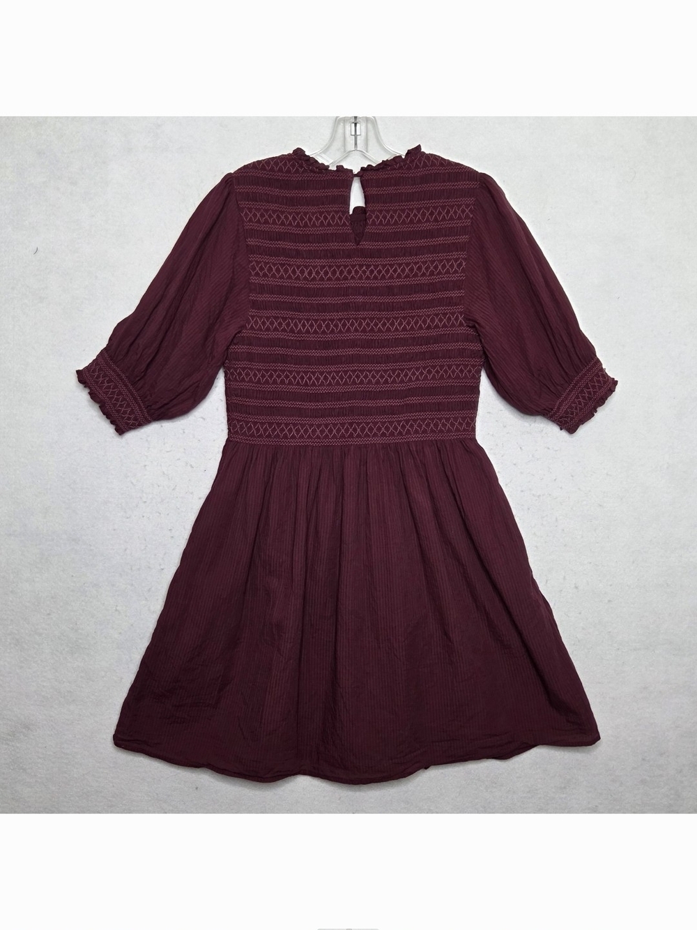 Hill House Home Vivi Smocked Nap Dress Large Cottagecore Burgundy Shadow Stripe - Picture 6 of 9